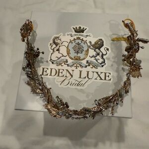 Eden luxe bridal gold tiara with swarovski crystals